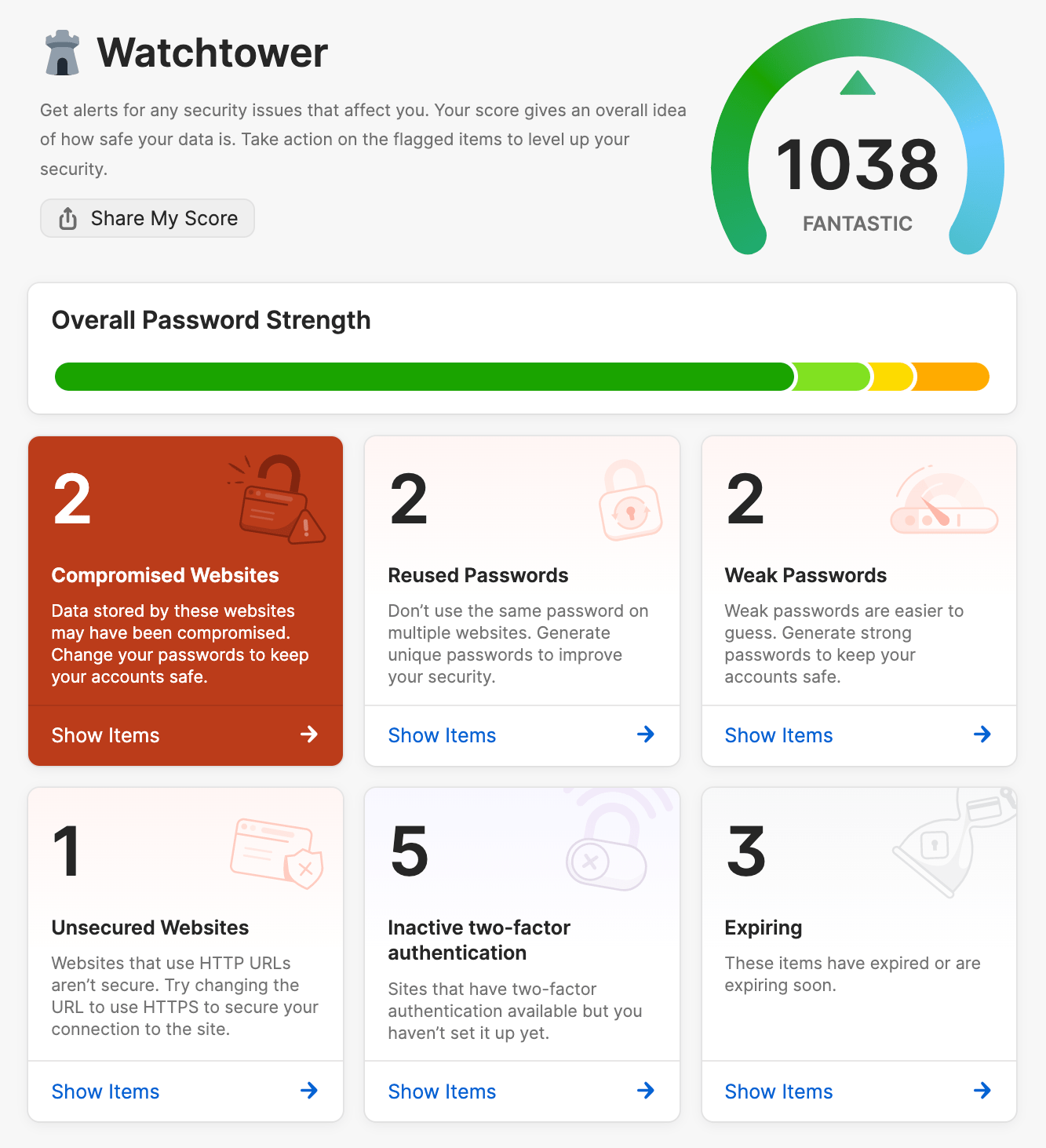 1Password Watchtower瞭望塔安全功能