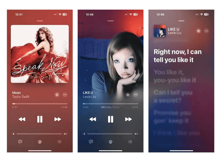 Apple Music 歌词界面展示