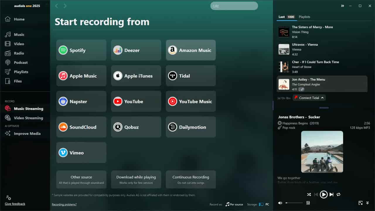 Audials Music音乐录制软件界面
