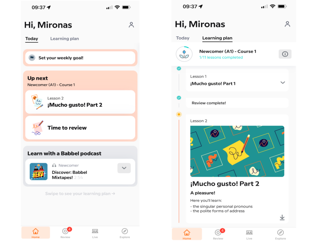 Babbel 专业简洁设计界面