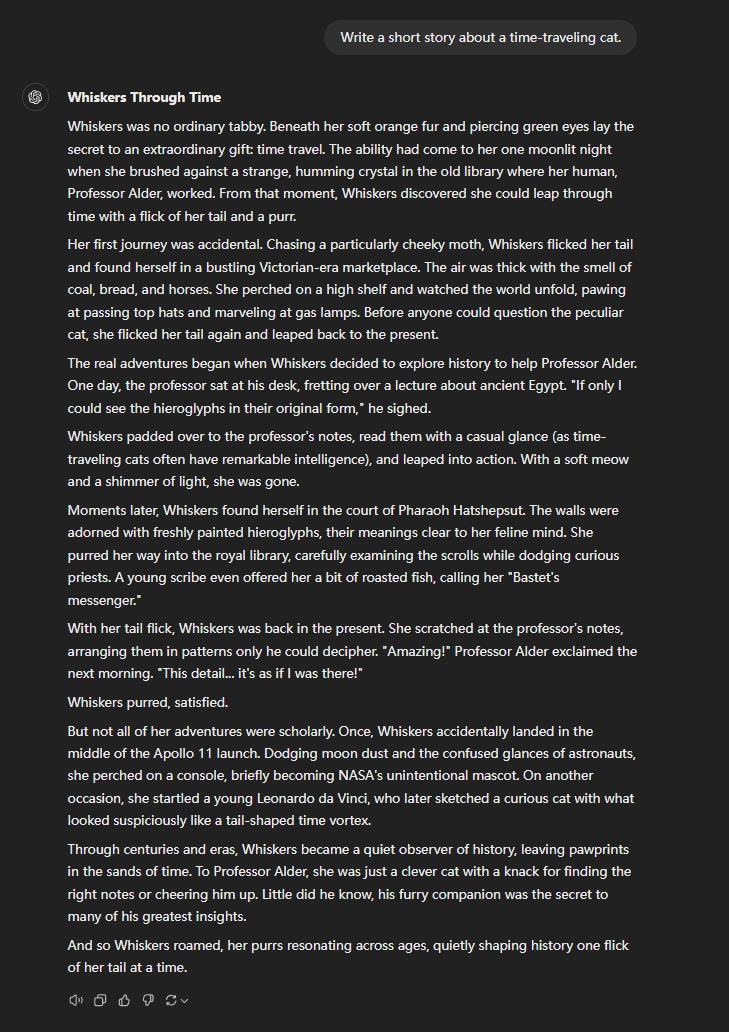 ChatGPT创意写作功能演示