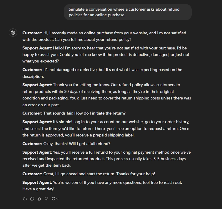 ChatGPT客户支持功能演示