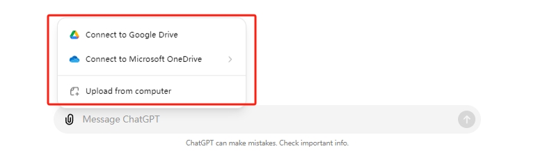 ChatGPT文件上传功能界面