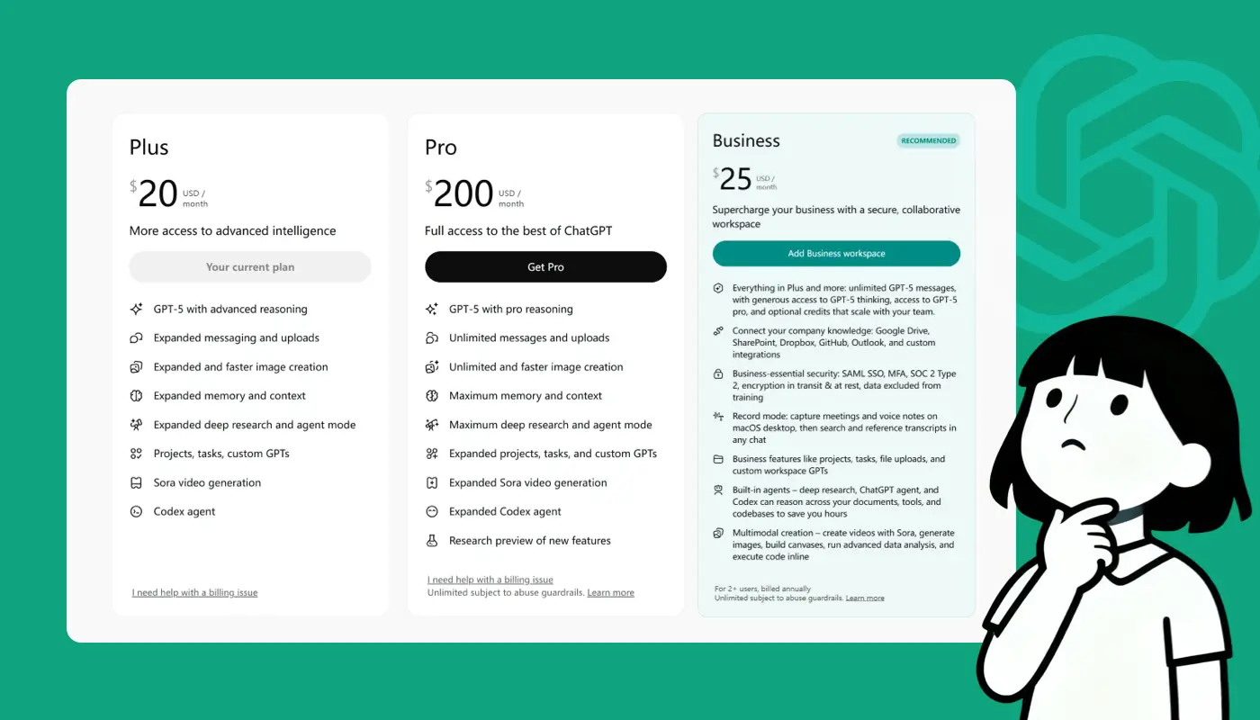ChatGPT Plus和Pro订阅计划对比