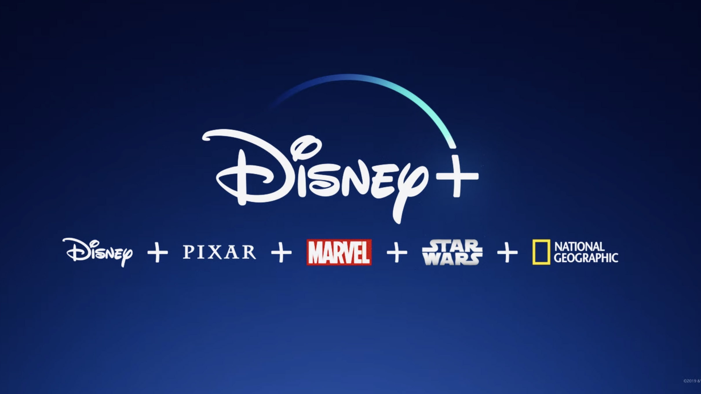 Disney Plus 内容库展示，包含迪士尼、皮克斯、漫威和星球大战等内容