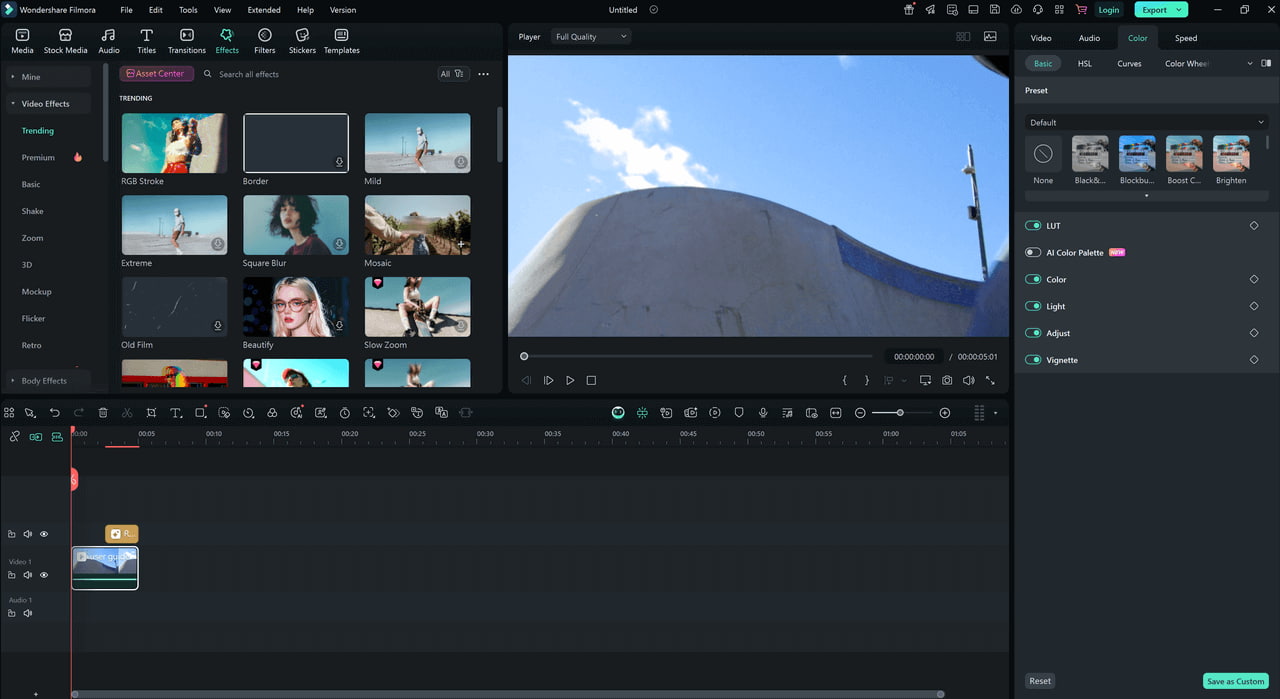 Filmora界面展示 - 视频编辑软件操作界面