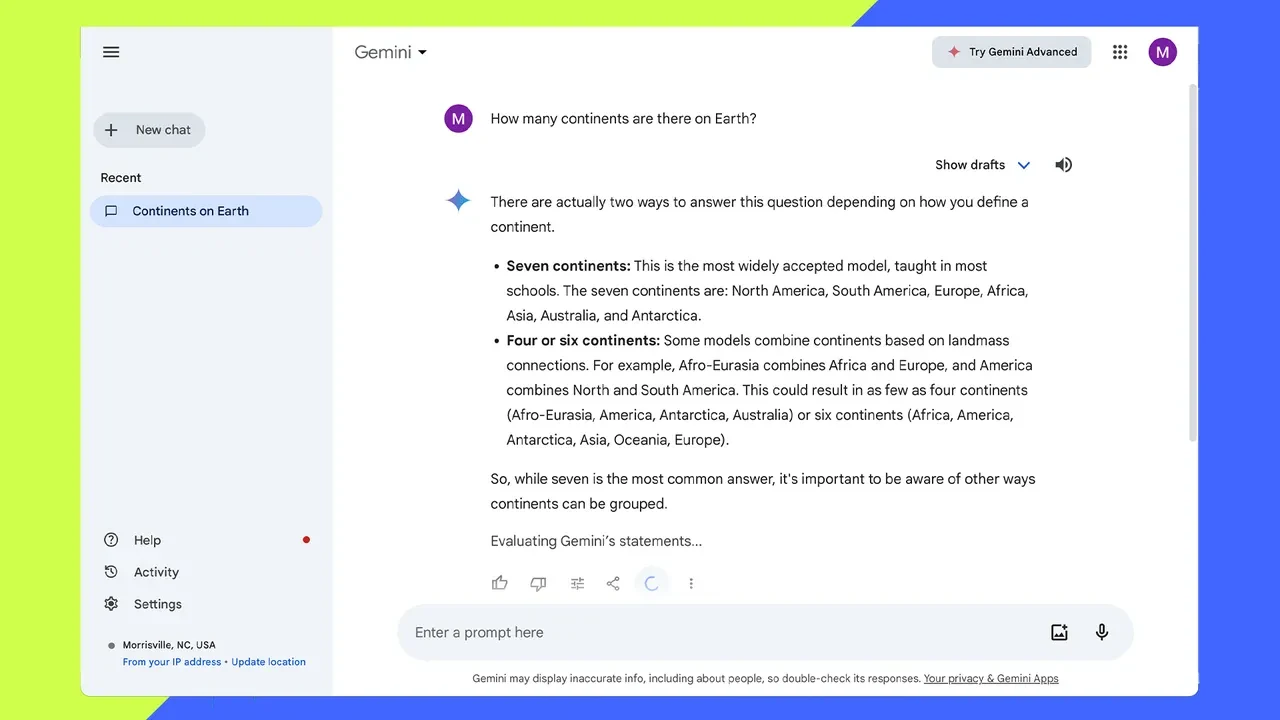Gemini AI界面展示多模态功能
