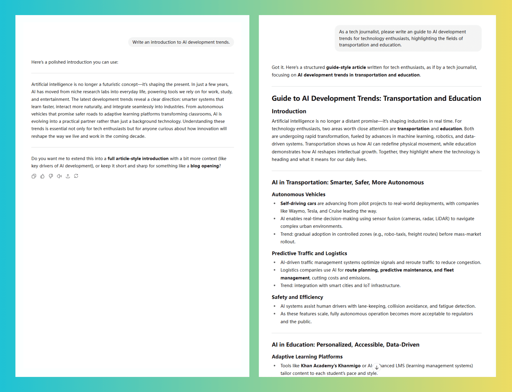 为ChatGPT分配角色后的输出效果对比