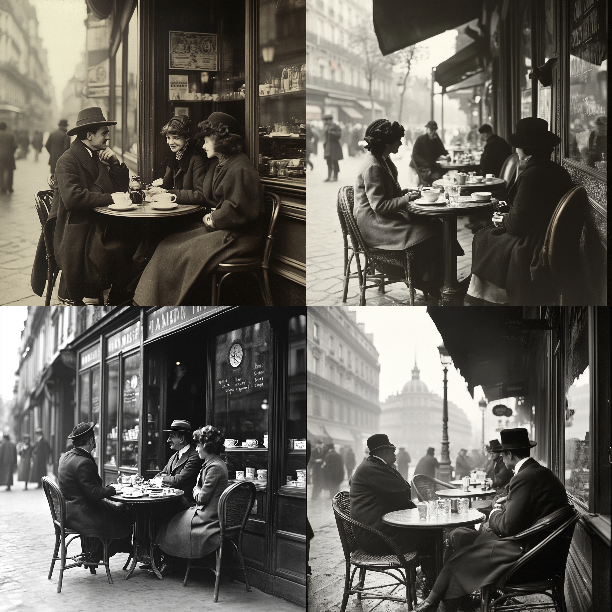 Midjourney巴黎咖啡馆 - 1920年代写实风格AI摄影