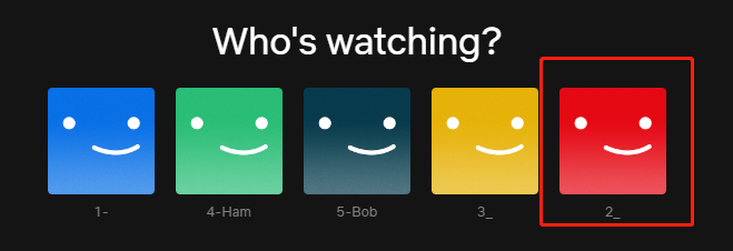 Netflix个人资料选择界面标记示例