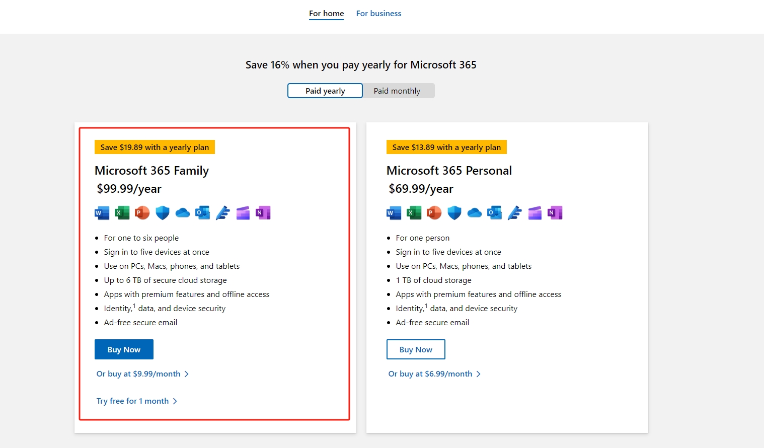 Microsoft 365 家庭版计划