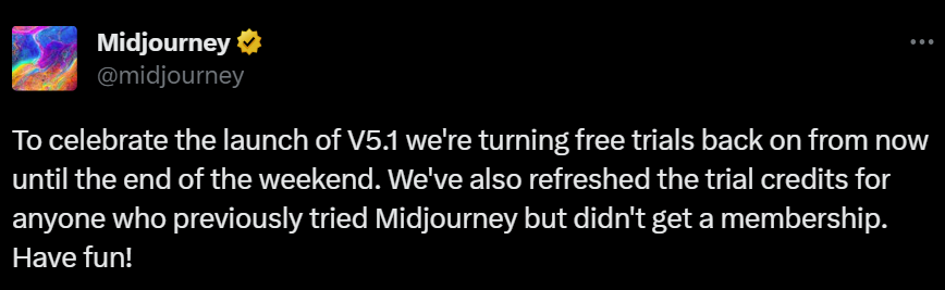 MidJourney官方活动 - 限时免费试用机会