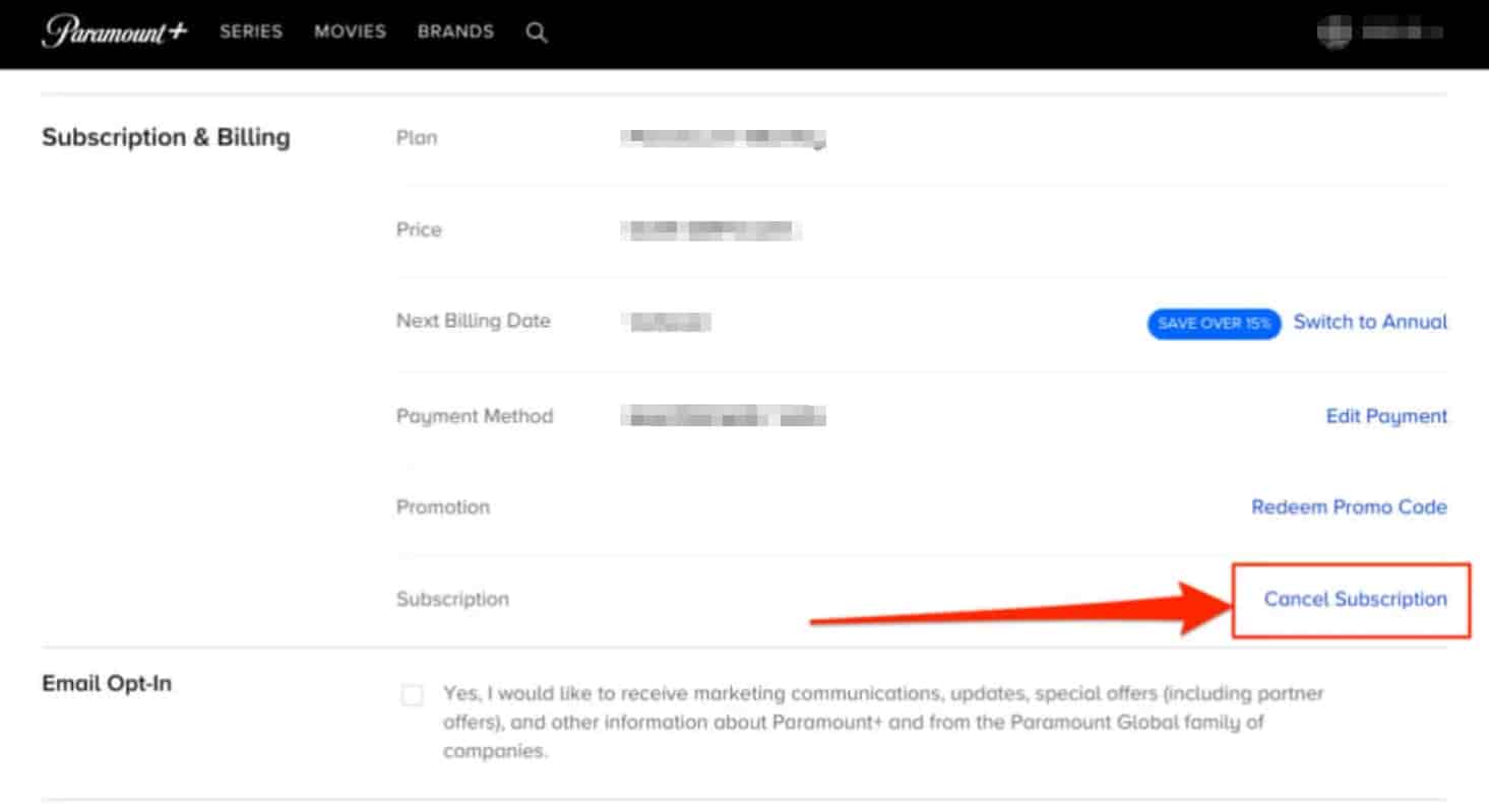派拉蒙取消订阅步骤截图