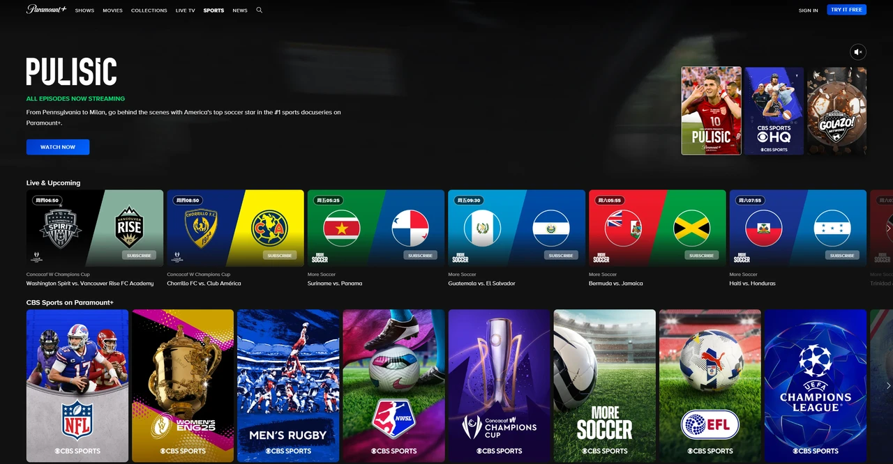 Paramount+流媒体平台官网主页