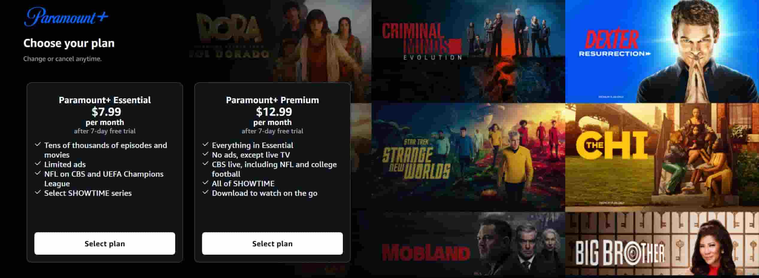 Prime Video派拉蒙频道免费试用界面
