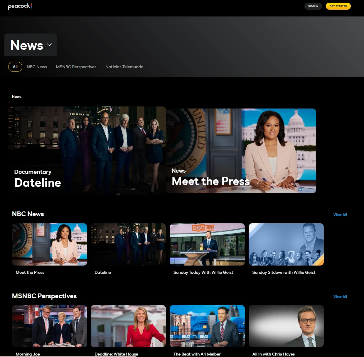 Peacock TV新闻频道：NBC News、MSNBC和CNBC 24小时直播新闻