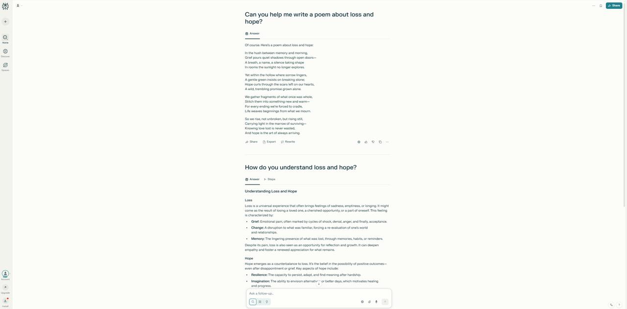 Perplexity AI关于失去与希望的回答