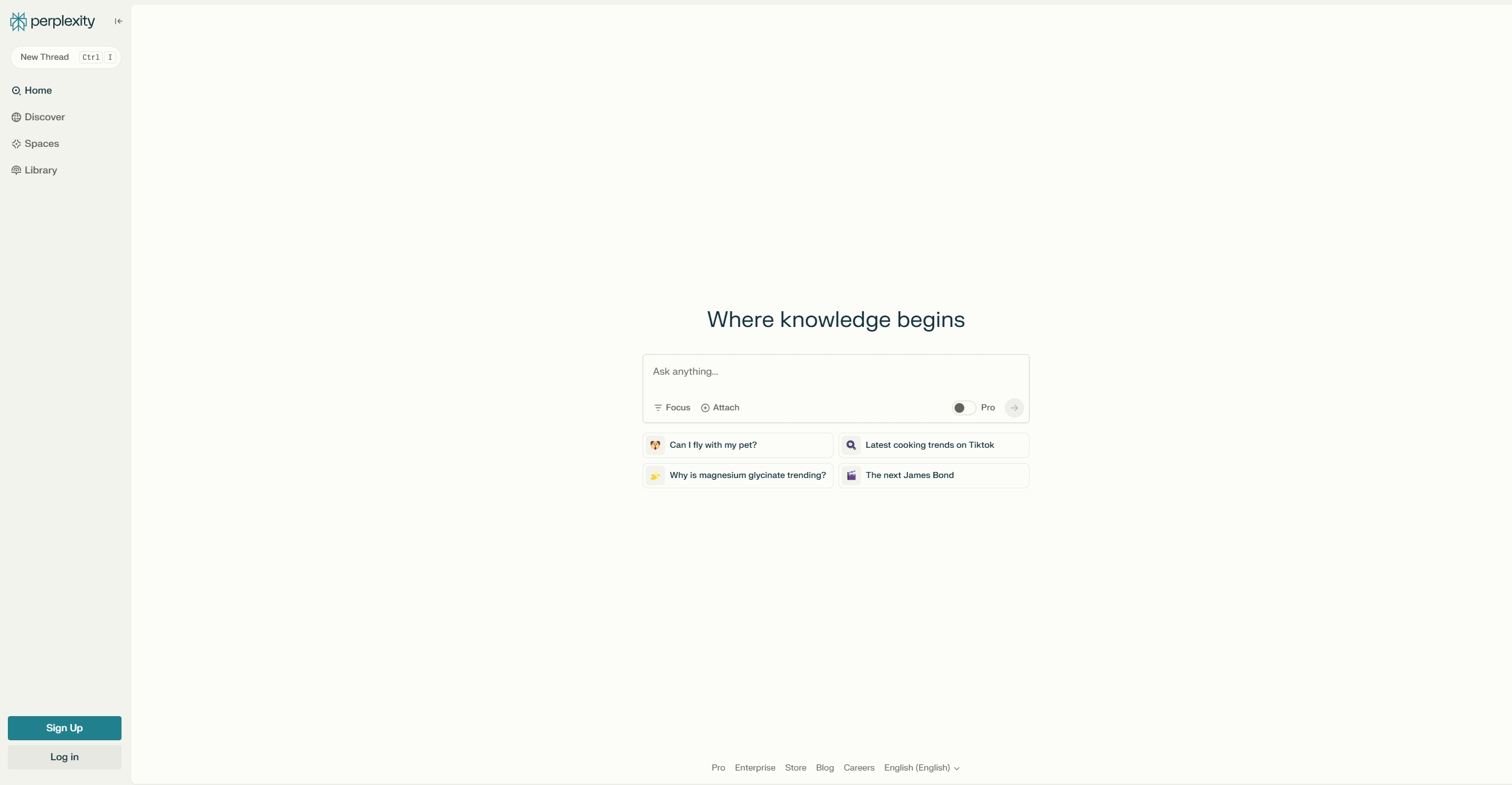 Perplexity AI搜索引擎界面