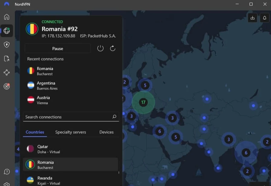 罗马尼亚VPN服务器连接界面