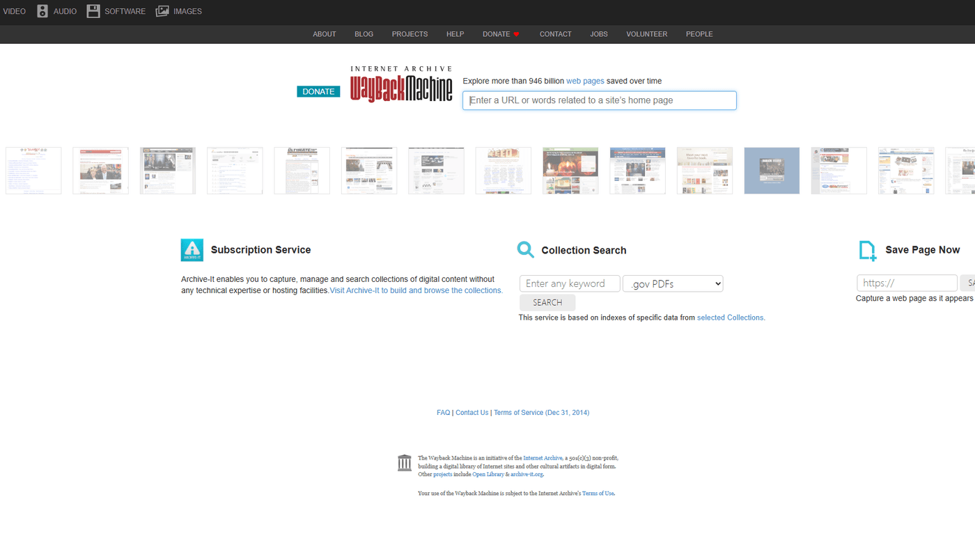 Wayback Machine界面截图
