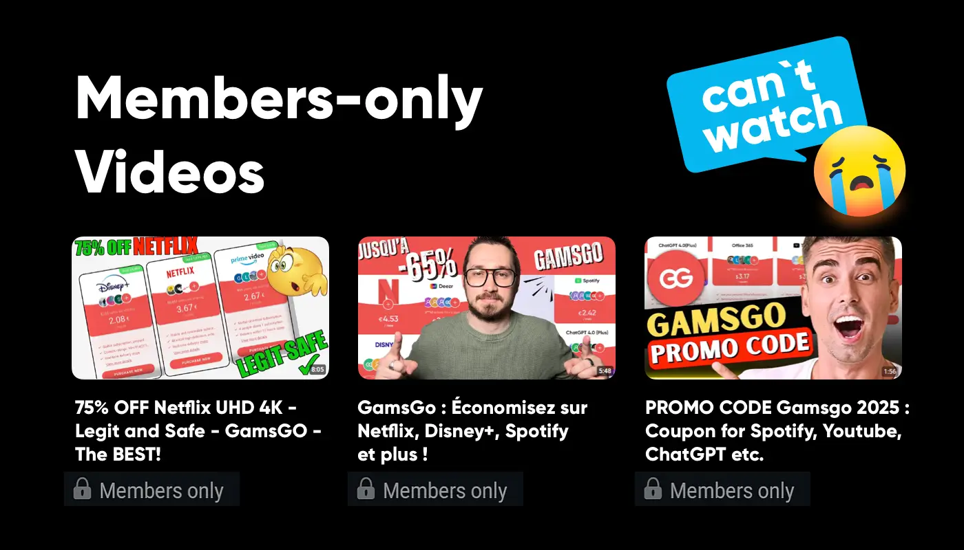 YouTube会员专属视频的锁定图标显示